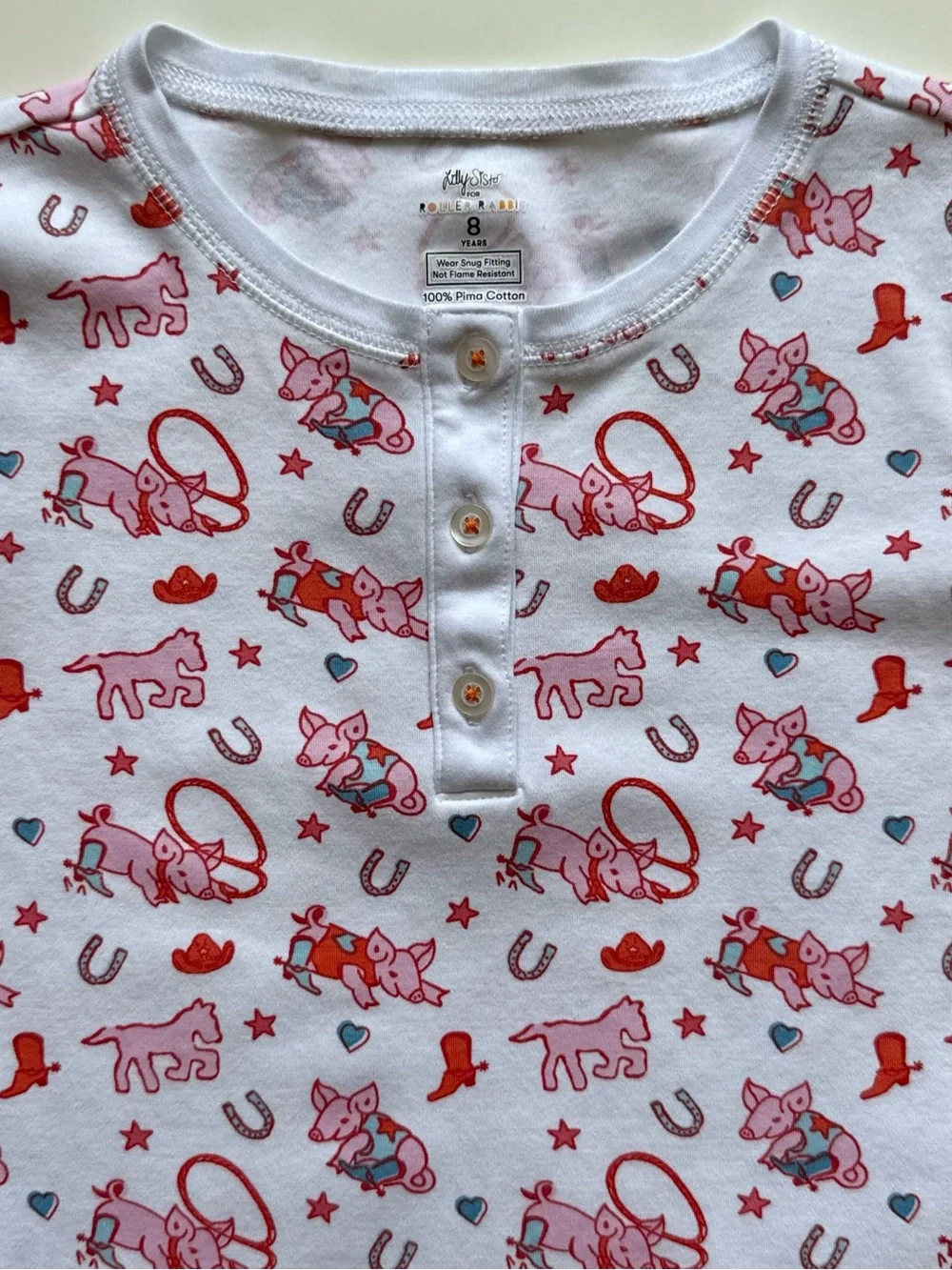 Roller Rabbit × Lilly Sisto Kids “Piggy Up” Pajama Set - Size 8Y